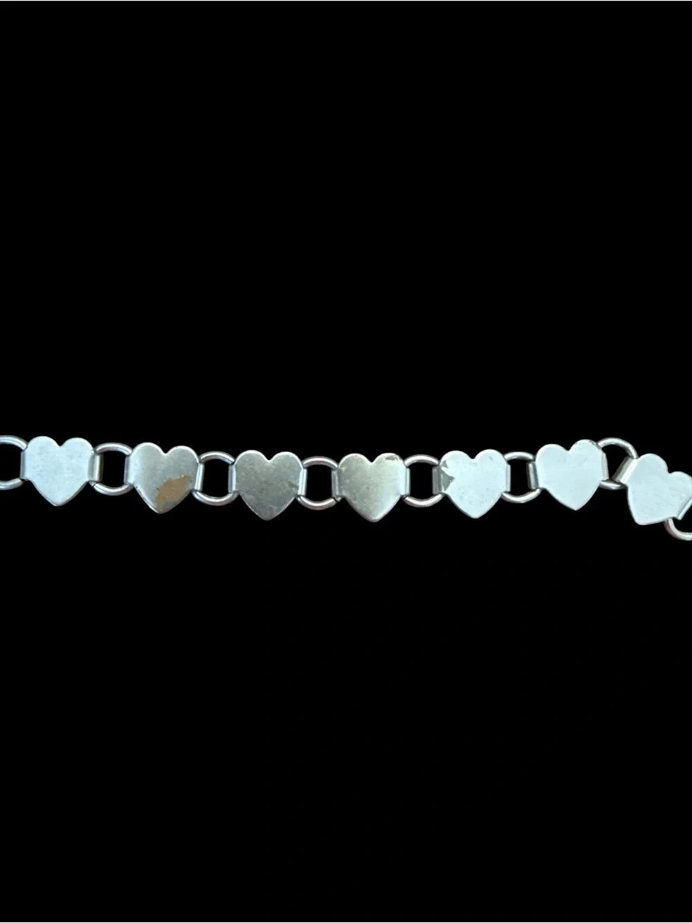 Vintage Silver Heart Link Long Chain Necklace Y2K